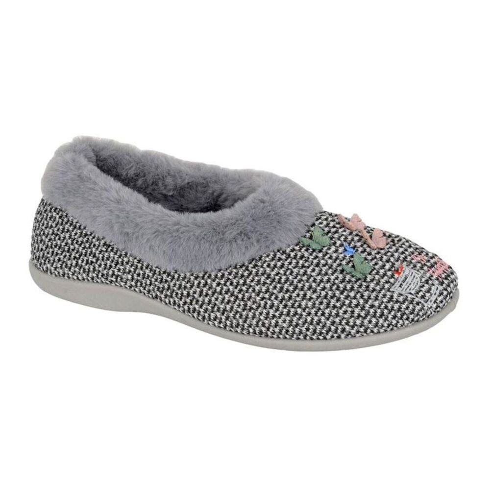 Sleepers Womens/Ladies Tessa Butterflies Slippers / Gray